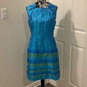 Vintage Blue and Green Striped Dress